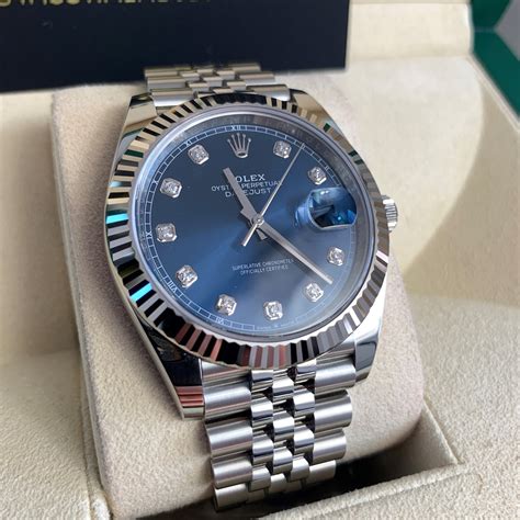 Rolex Datejust blue face diamonds